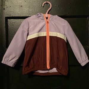 Girls 18 -24 months rain jacket soft purple white  and brown like rust colored